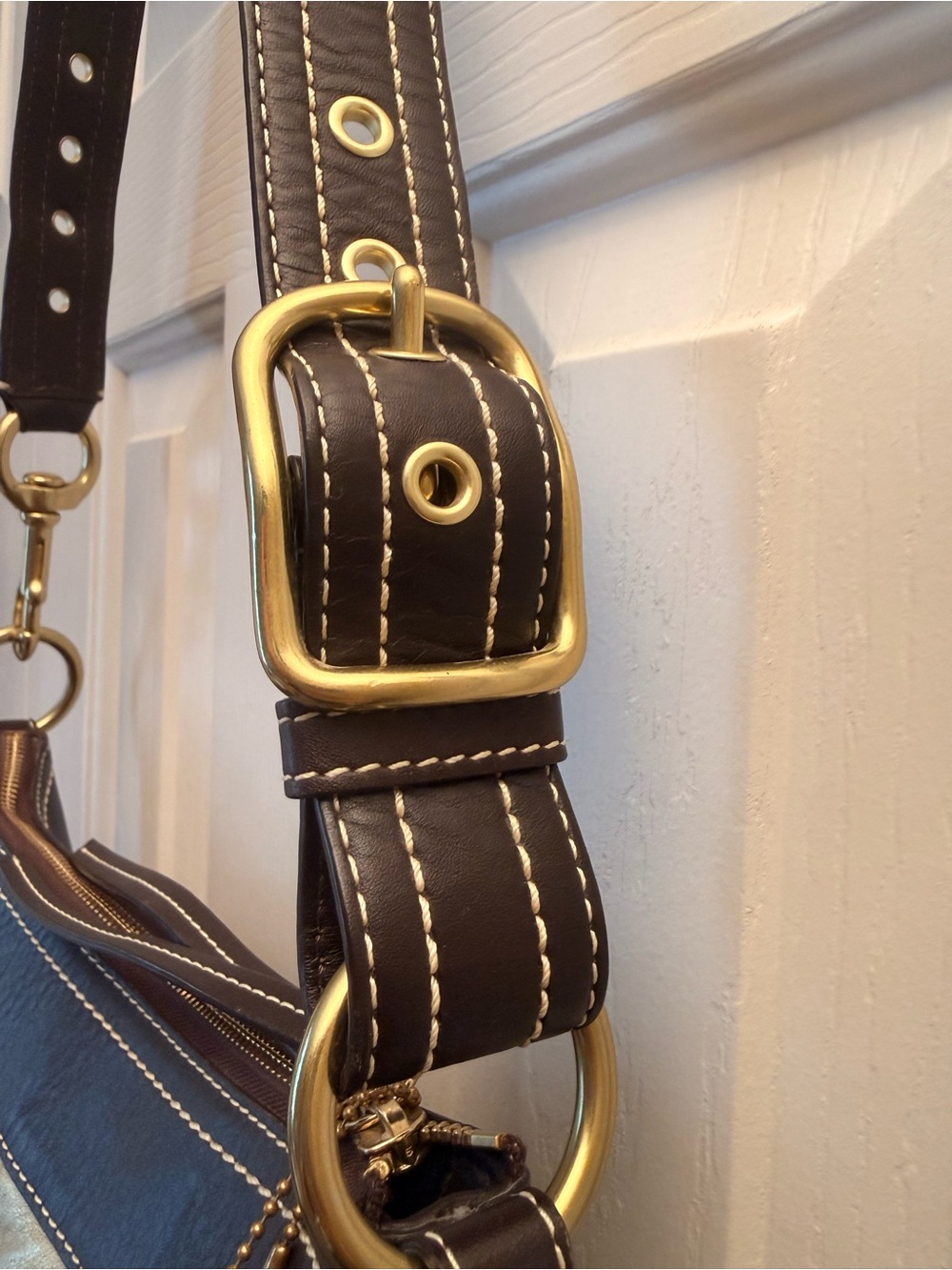 Coach Hobo Patchwork Signature Crossbody in Brown and Gold Tones - Picture 6 of 11